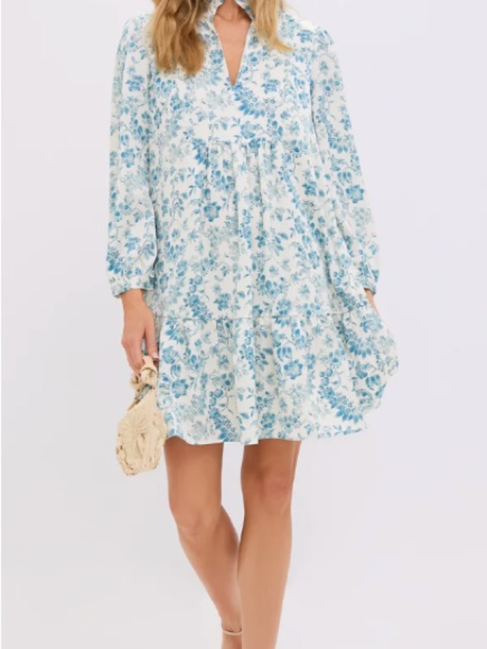Tuckernuck Jardin De Fleurs Crinkle Palmerston Dress blue and white
